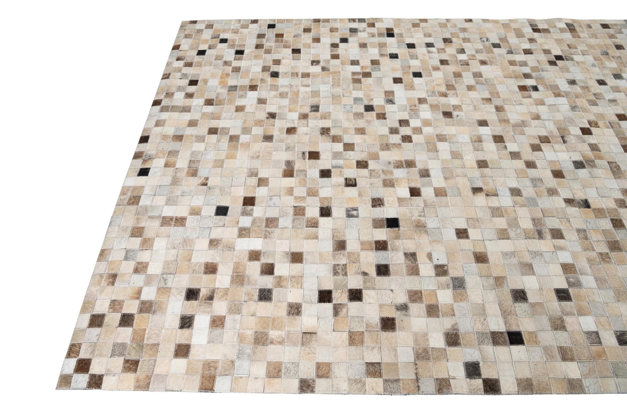 5' 1 x 8' Cowhide Leather Rug