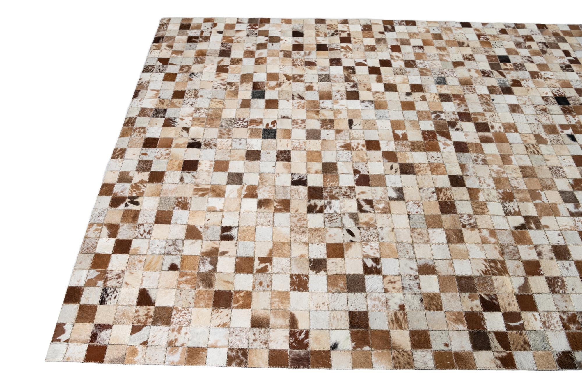 5' 1 x 8' Cowhide Leather Rug