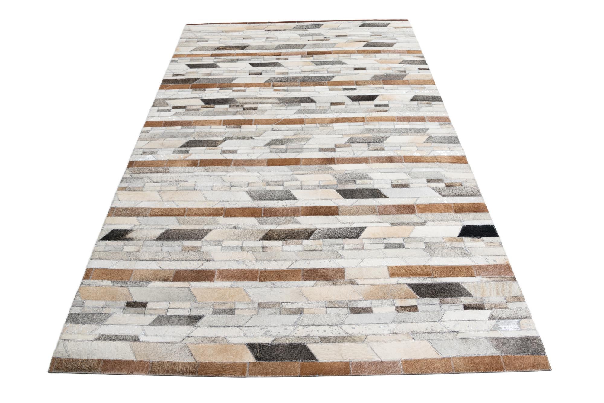 5' 1 x 8' Cowhide Leather Rug