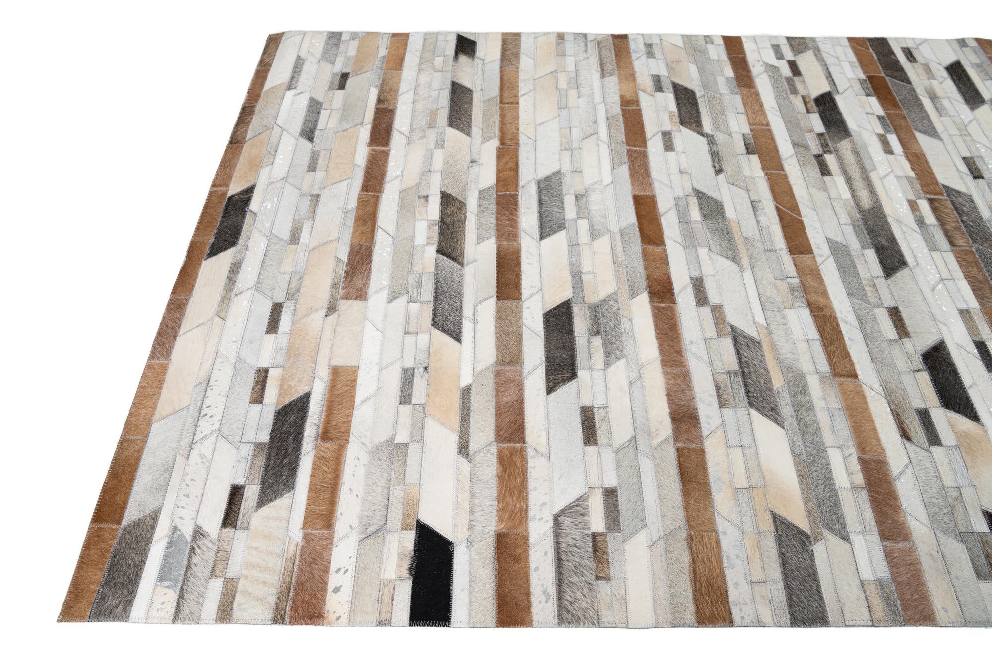 5' 1 x 8' Cowhide Leather Rug