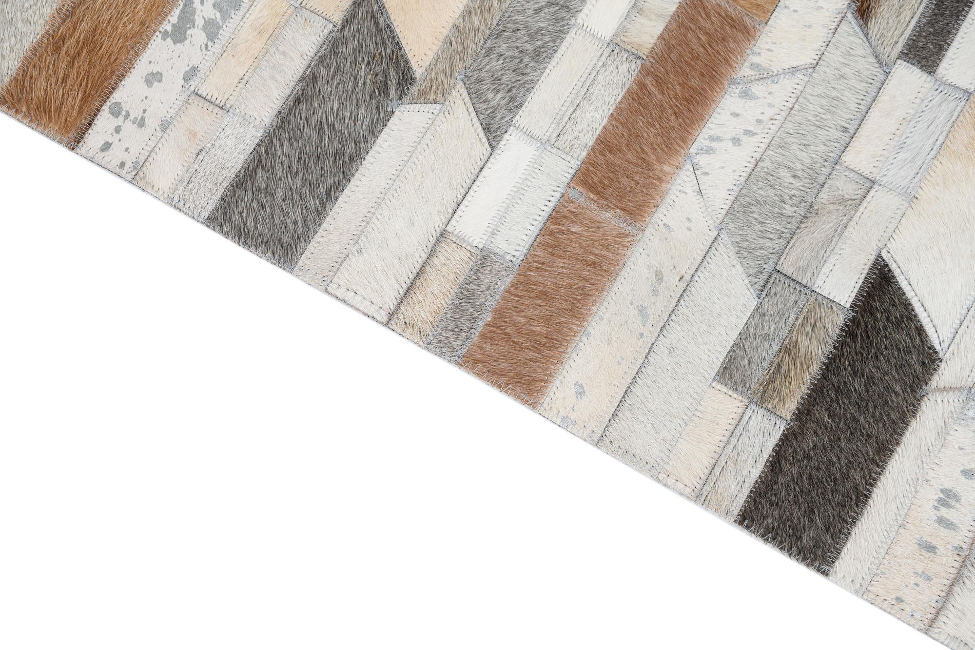 5' 1 x 8' Cowhide Leather Rug