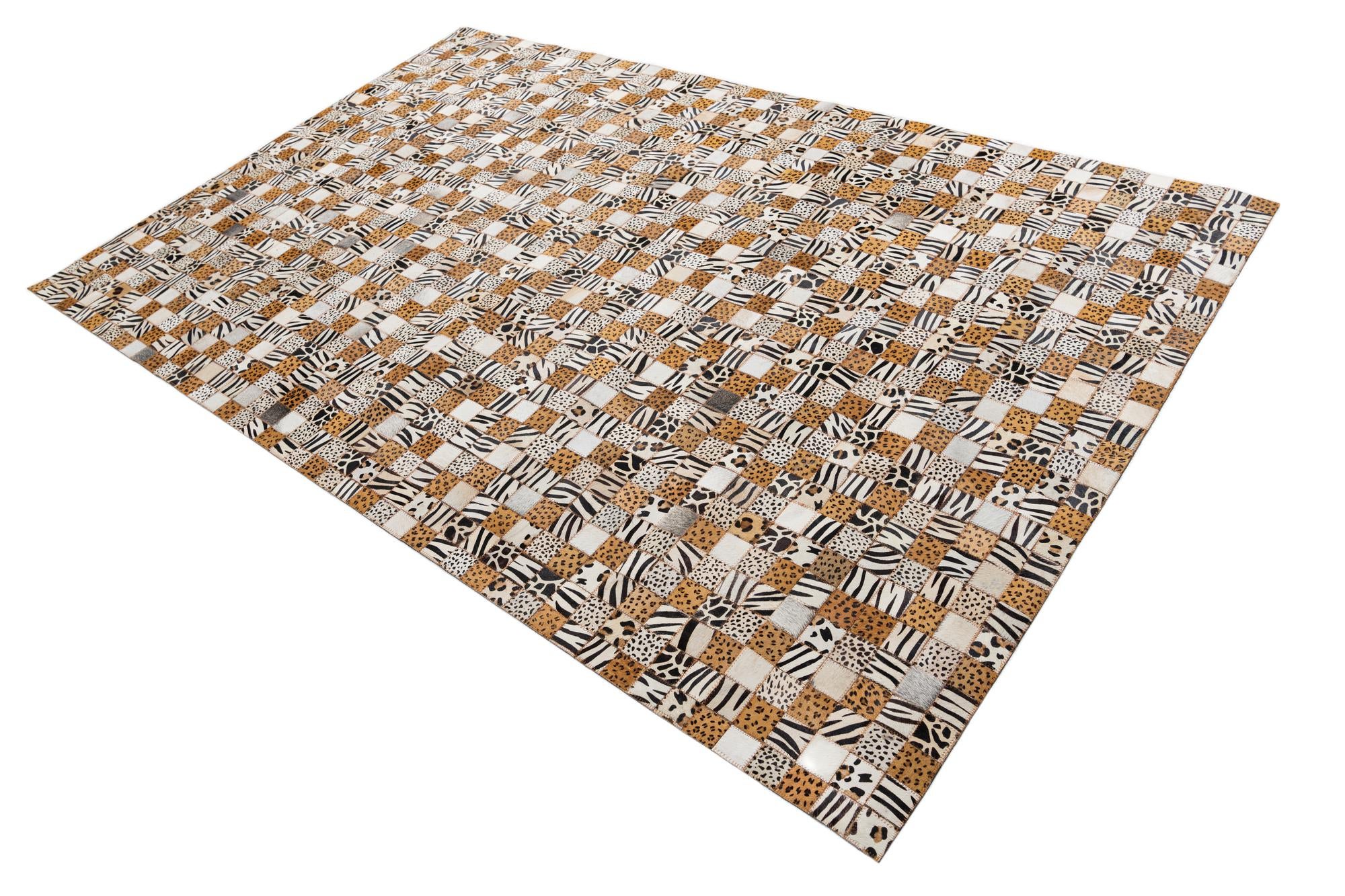 5' 1 x 8' Cowhide Leather Rug