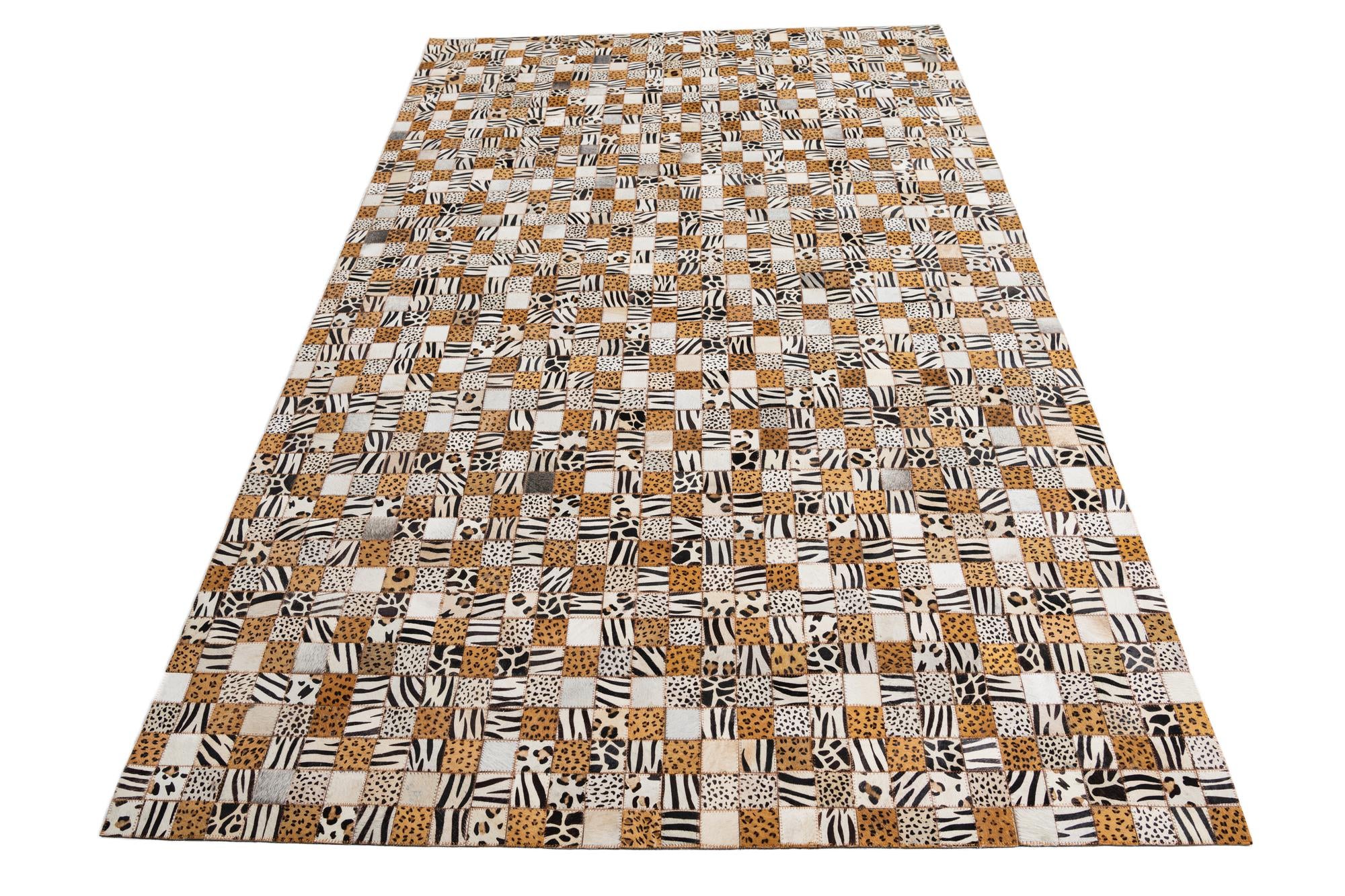 5' 1 x 8' Cowhide Leather Rug