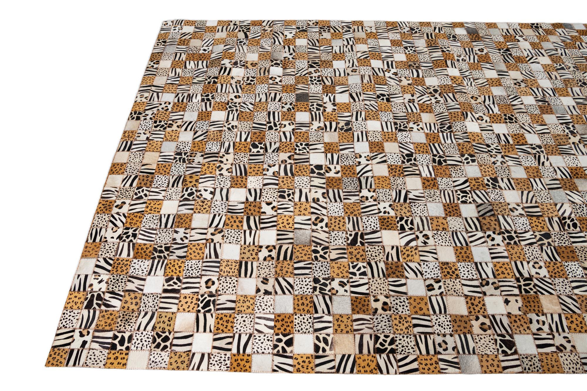 5' 1 x 8' Cowhide Leather Rug