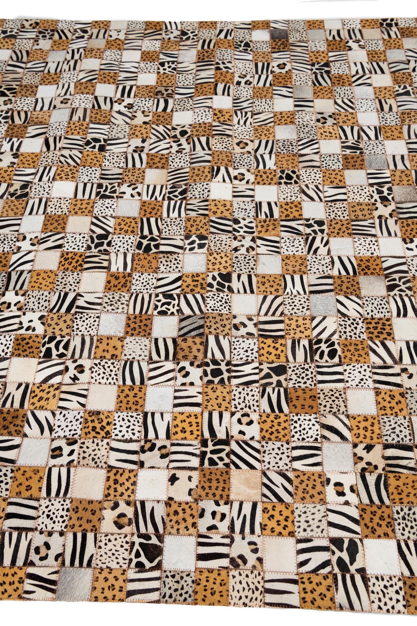 5' 1 x 8' Cowhide Leather Rug