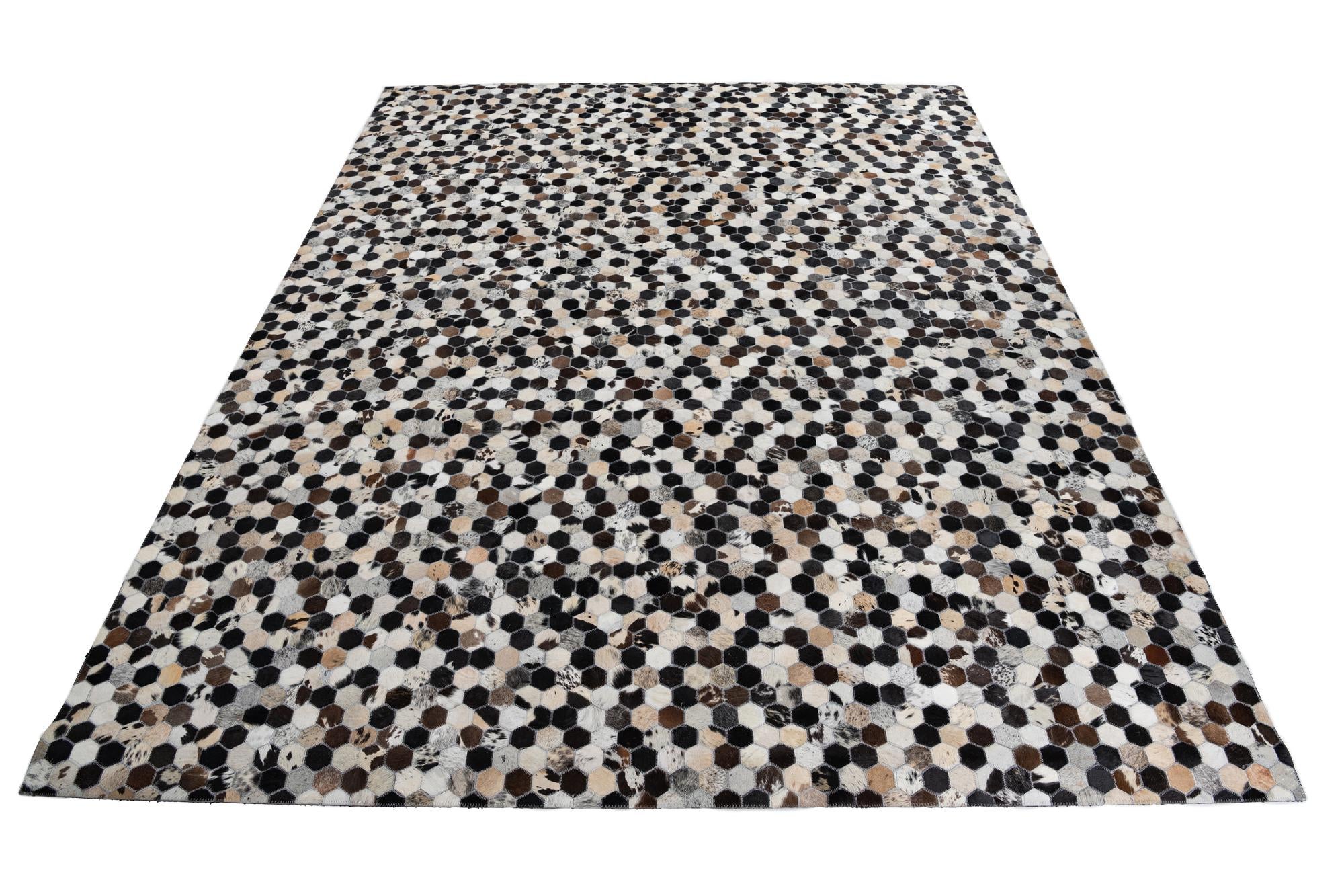 8' x 10' 1 Cowhide Leather Rug