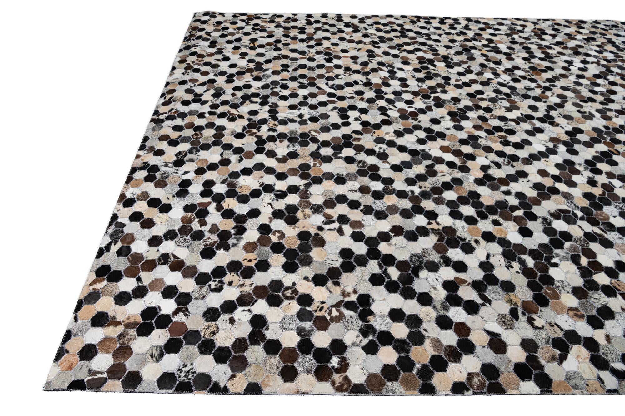 8' x 10' 1 Cowhide Leather Rug