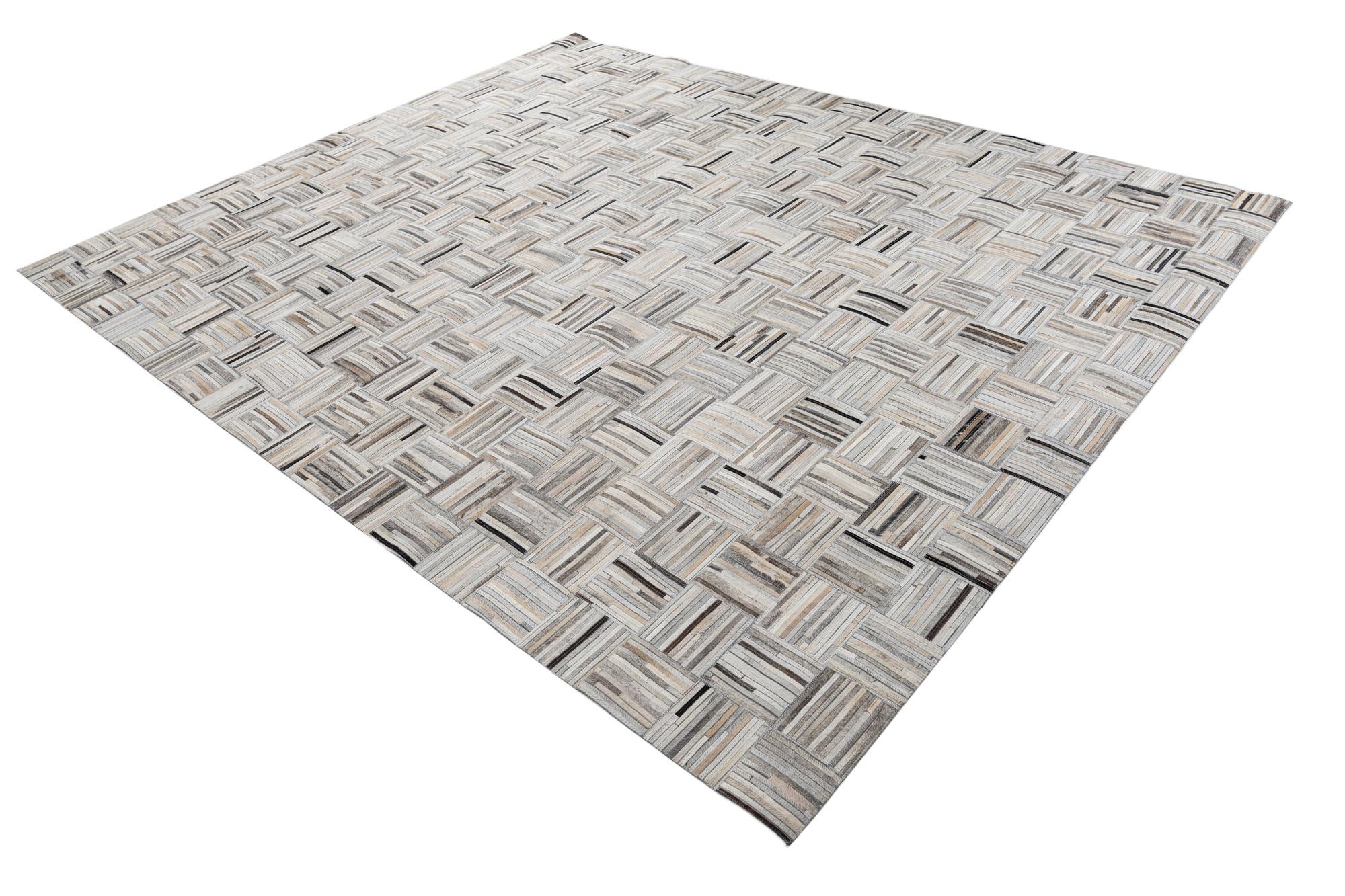 8' x 9' 9 Cowhide Leather Rug