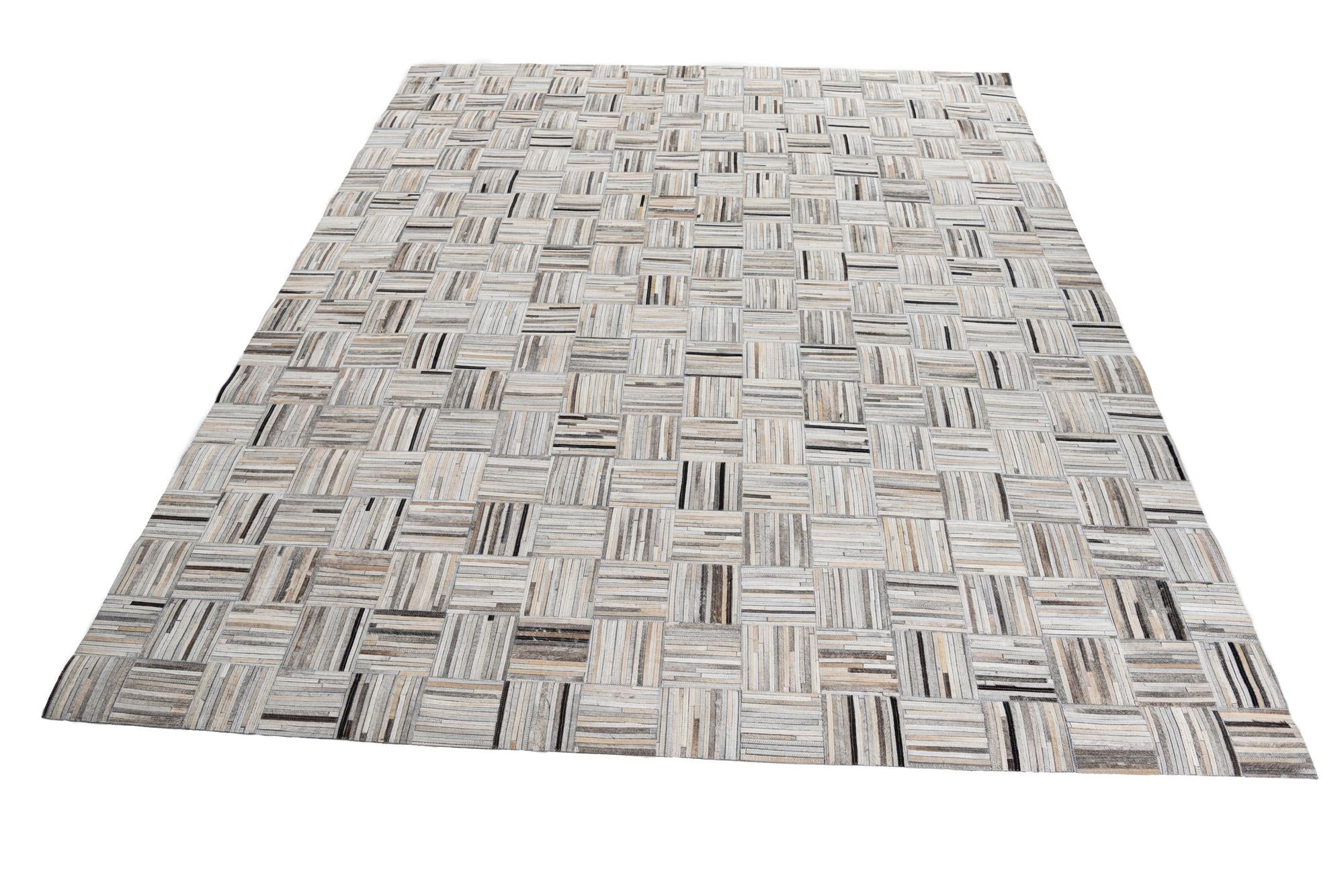 8' x 9' 9 Cowhide Leather Rug