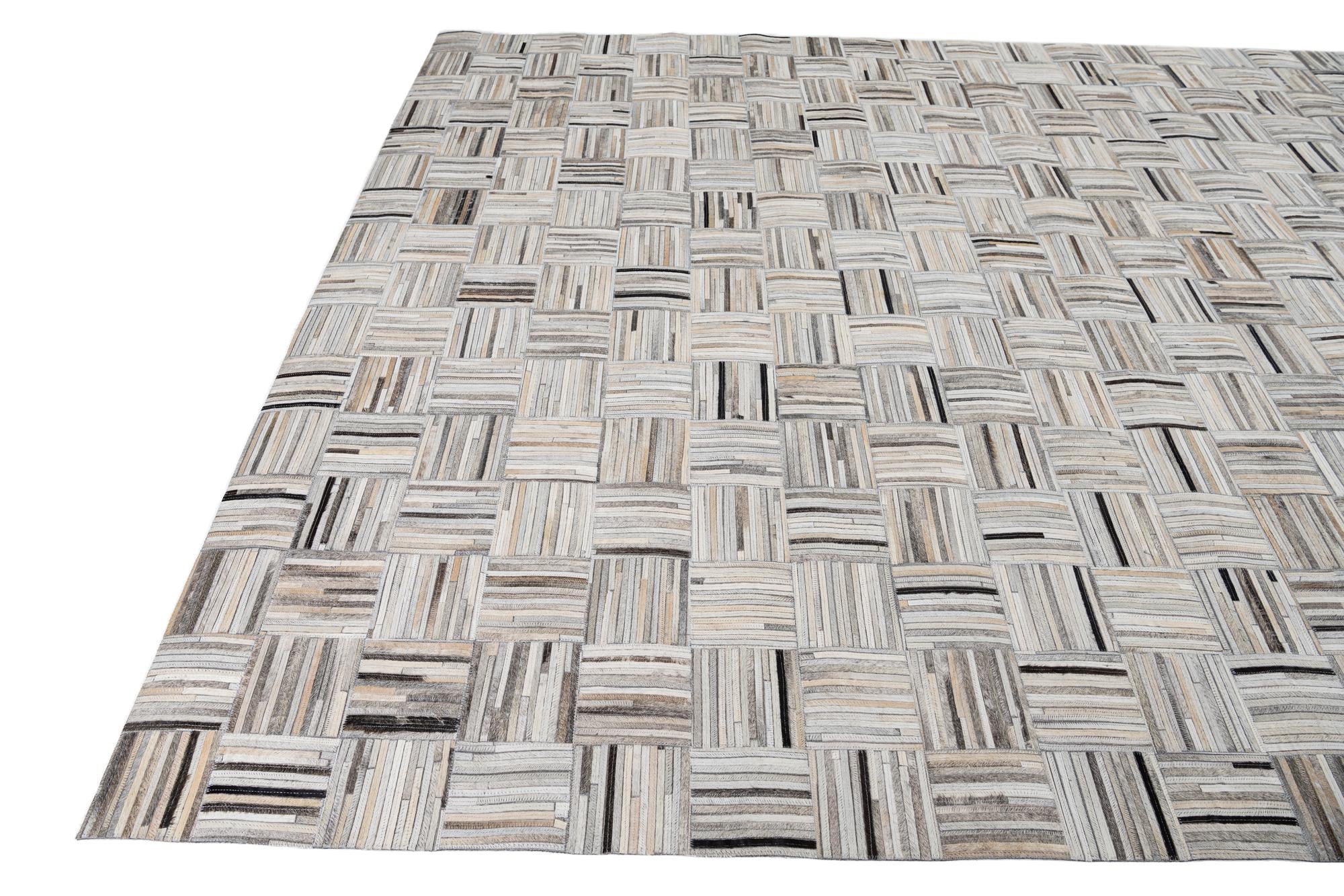 8' x 9' 9 Cowhide Leather Rug