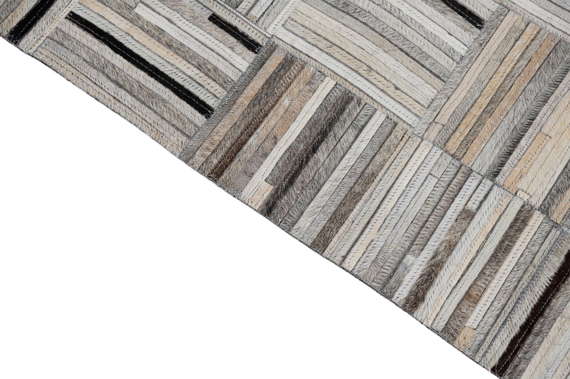 8' x 9' 9 Cowhide Leather Rug