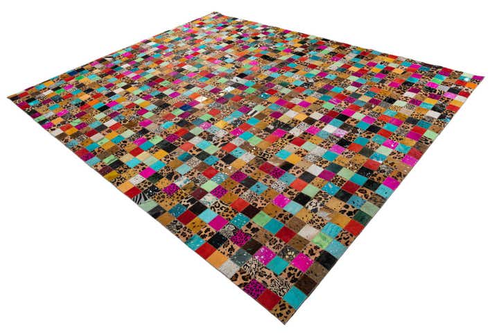 8' 1 x 9' 10 Cowhide Leather Rug