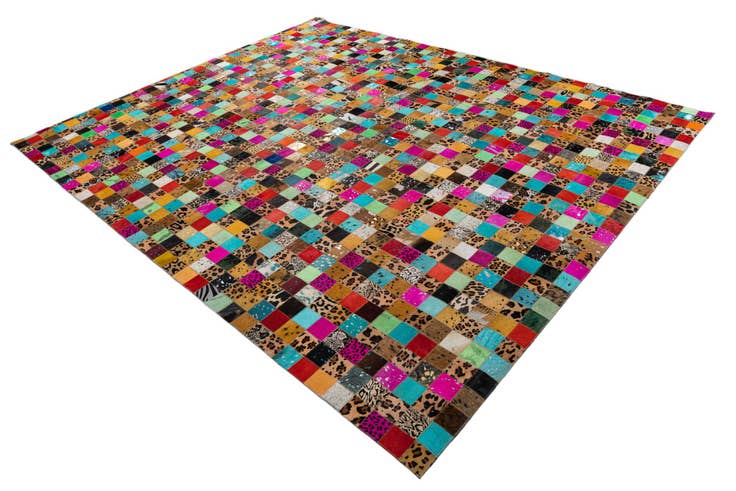 Detail image of 8' 1 x 9' 10 Cowhide Leather Rug