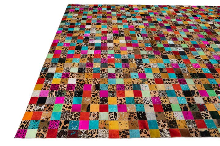 8' 1 x 9' 10 Cowhide Leather Rug