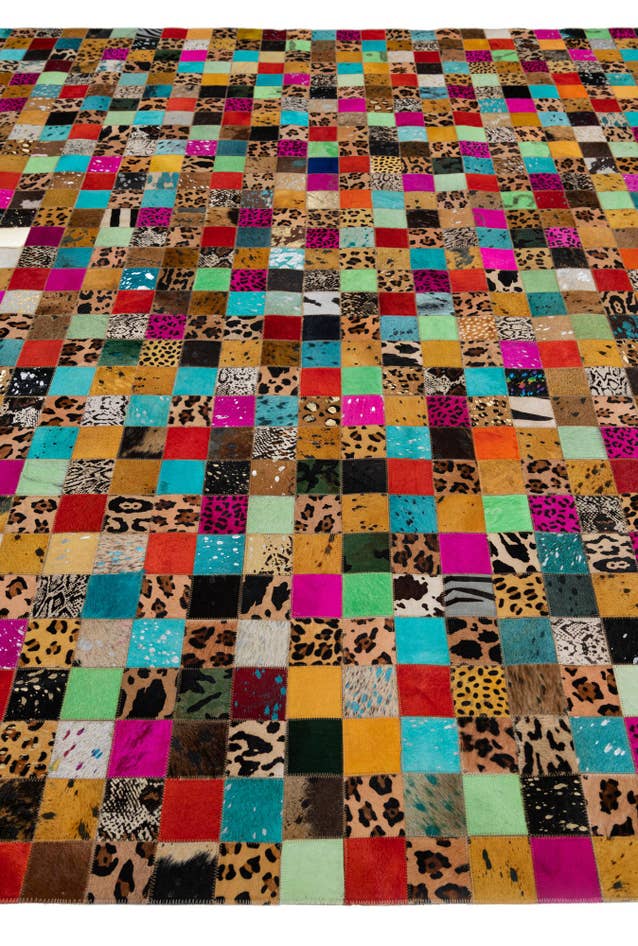 Detail image of 8' 1 x 9' 10 Cowhide Leather Rug