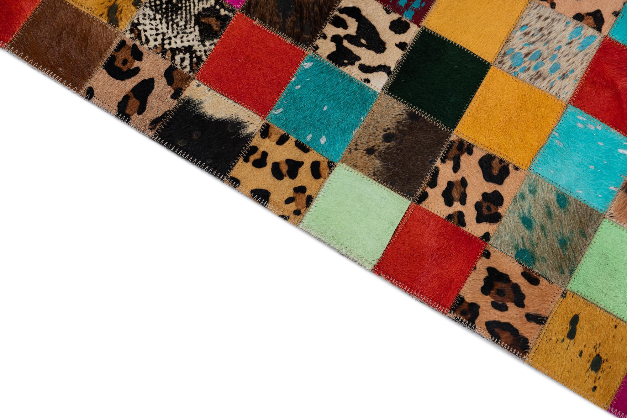 8' 1 x 9' 10 Cowhide Leather Rug