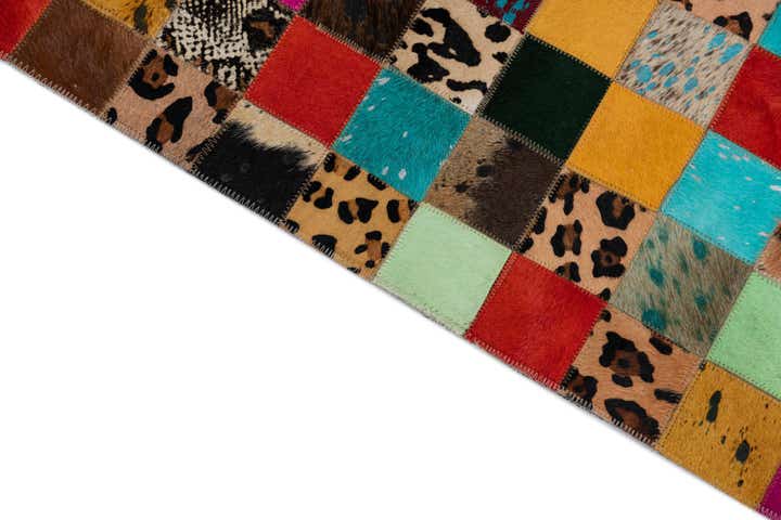 8' 1 x 9' 10 Cowhide Leather Rug