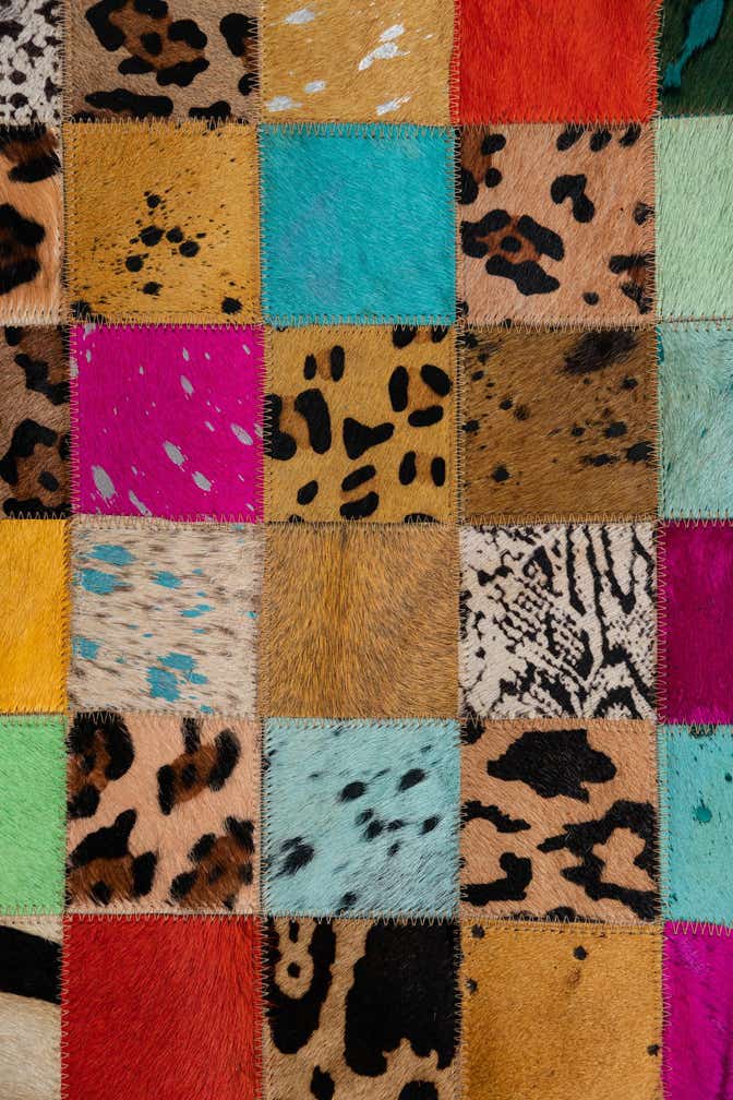 8' 1 x 9' 10 Cowhide Leather Rug