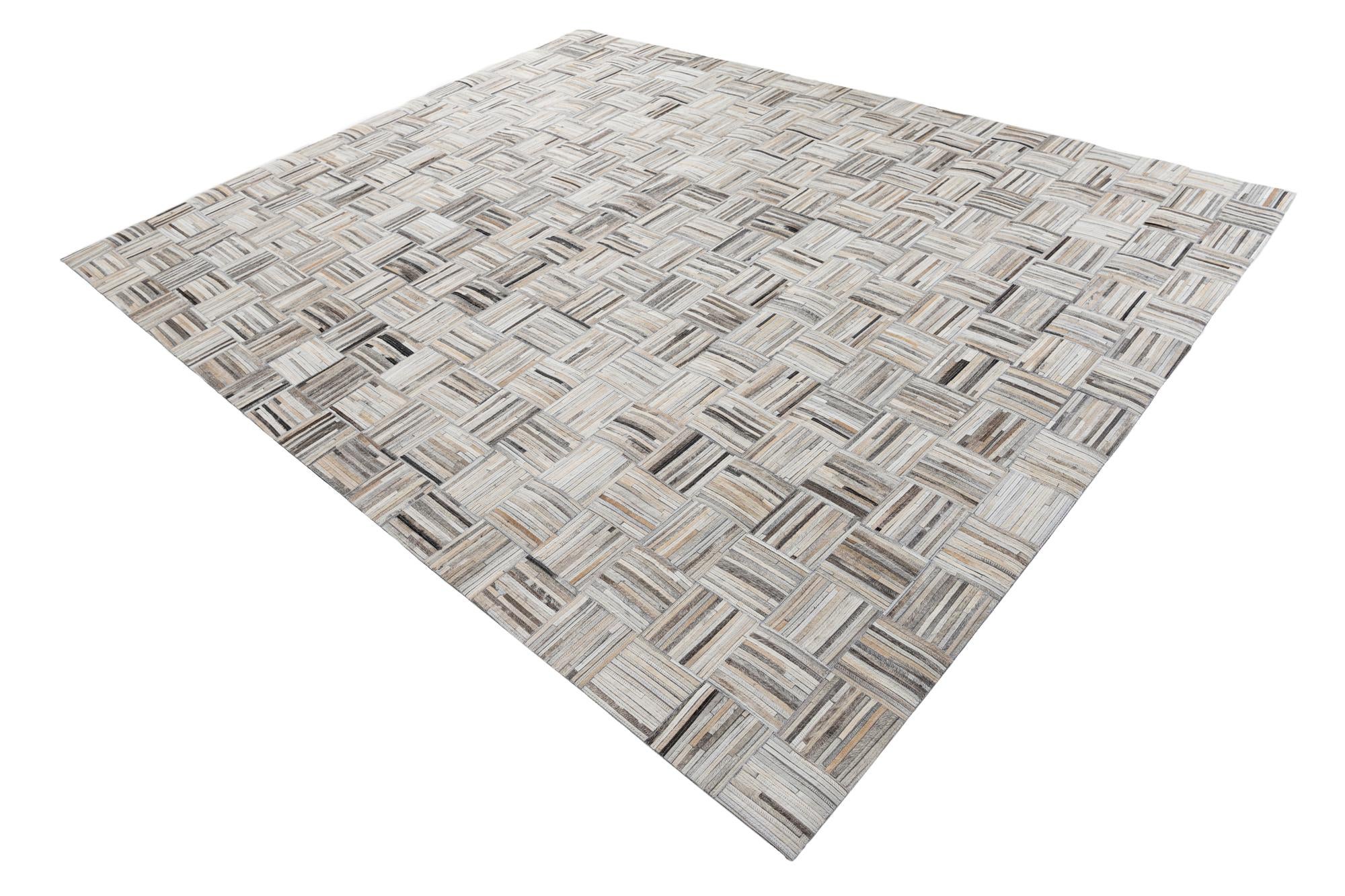 7' 10 x 9' 10 Cowhide Leather Rug