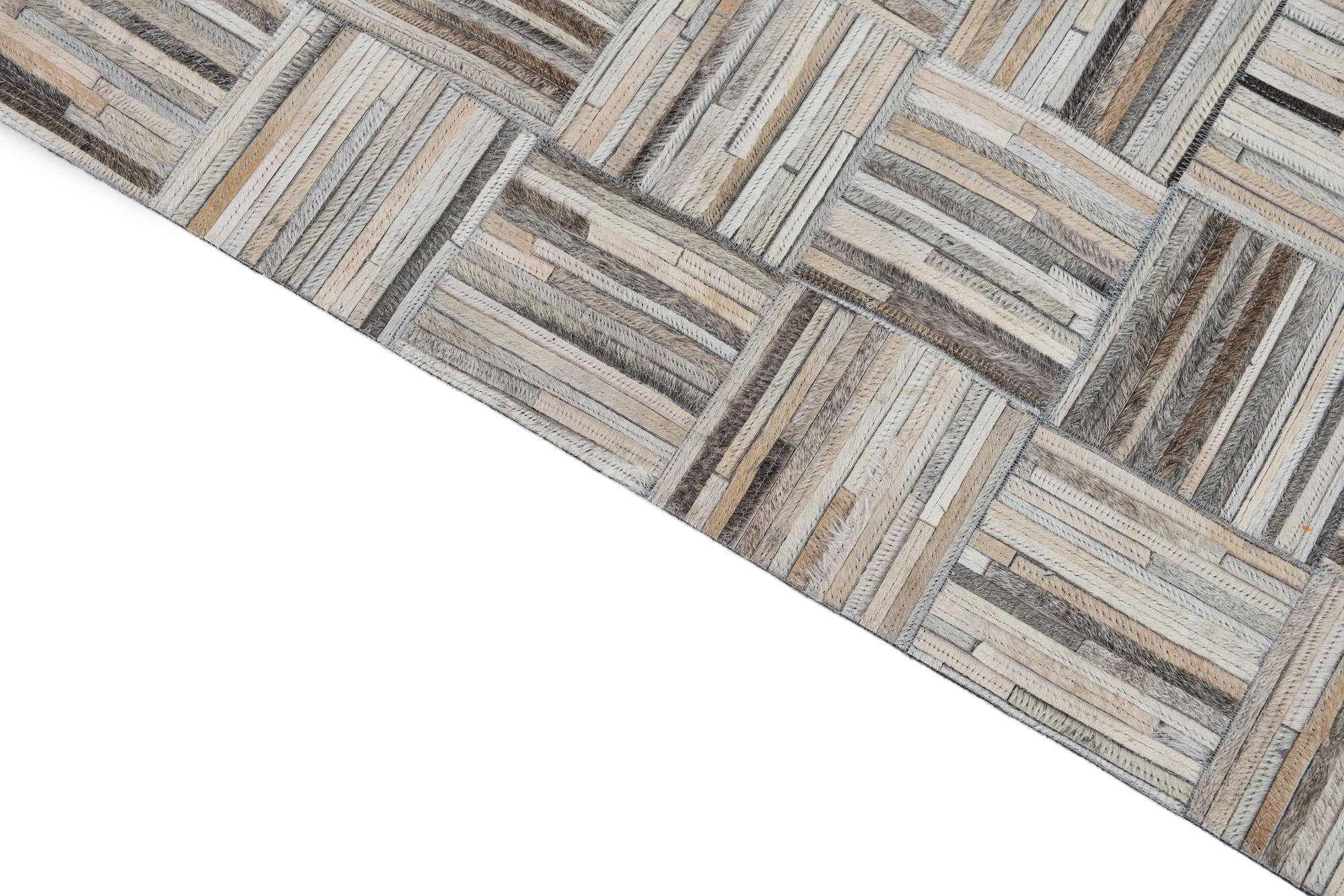 7' 10 x 9' 10 Cowhide Leather Rug
