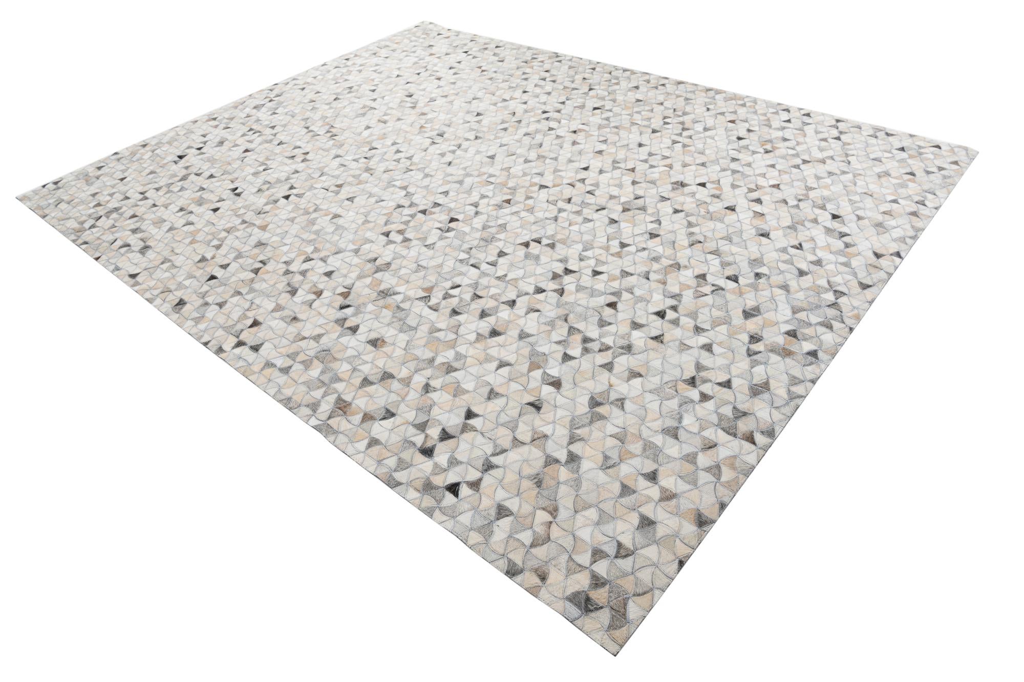 7' 9 x 9' 10 Cowhide Leather Rug