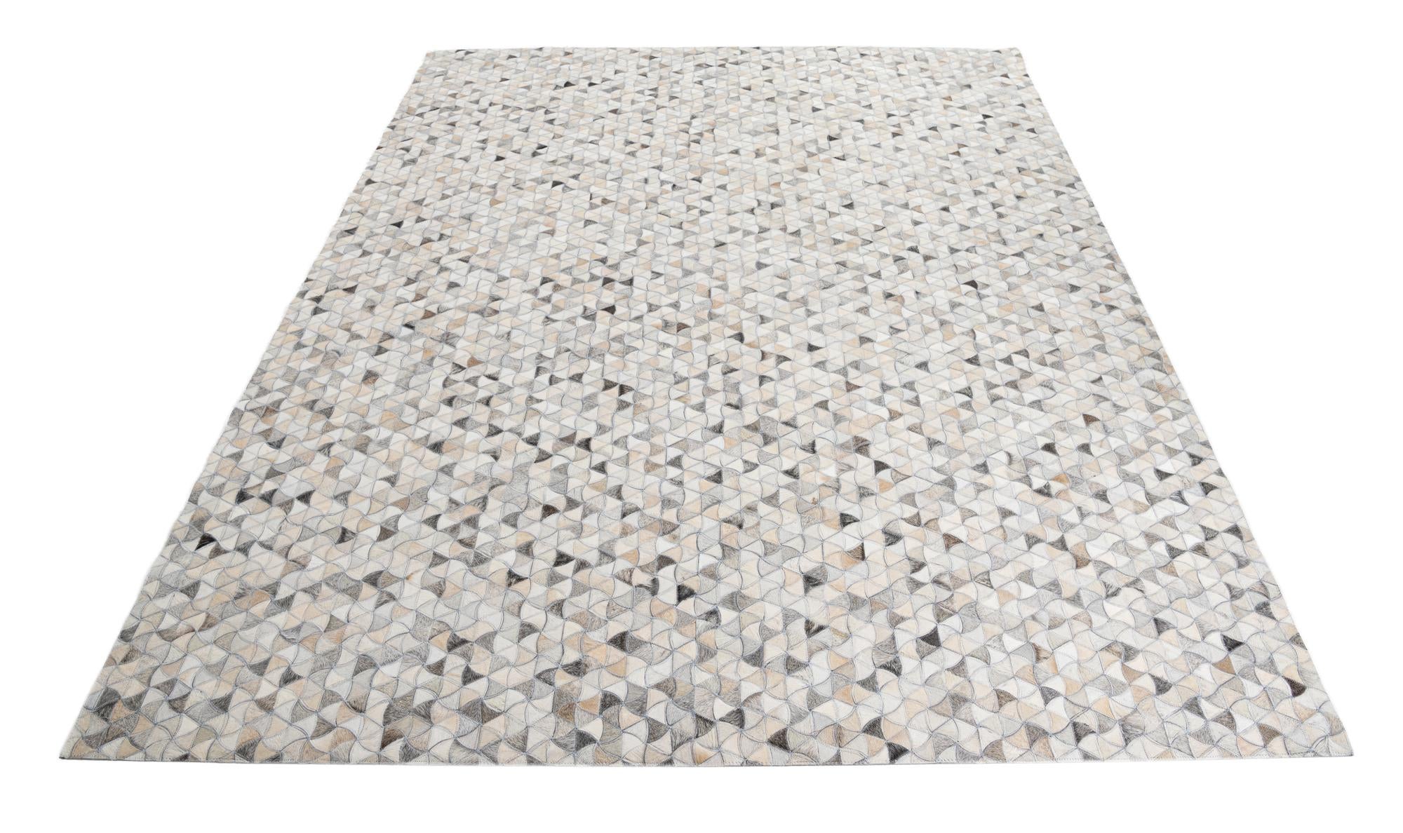 7' 9 x 9' 10 Cowhide Leather Rug