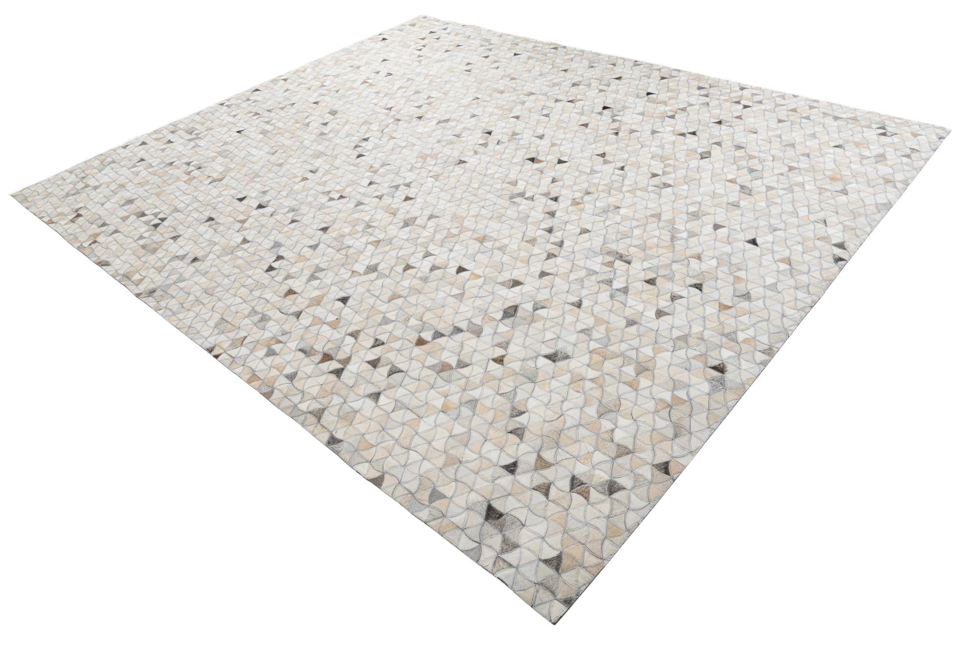8' 2 x 9' 10 Cowhide Leather Rug