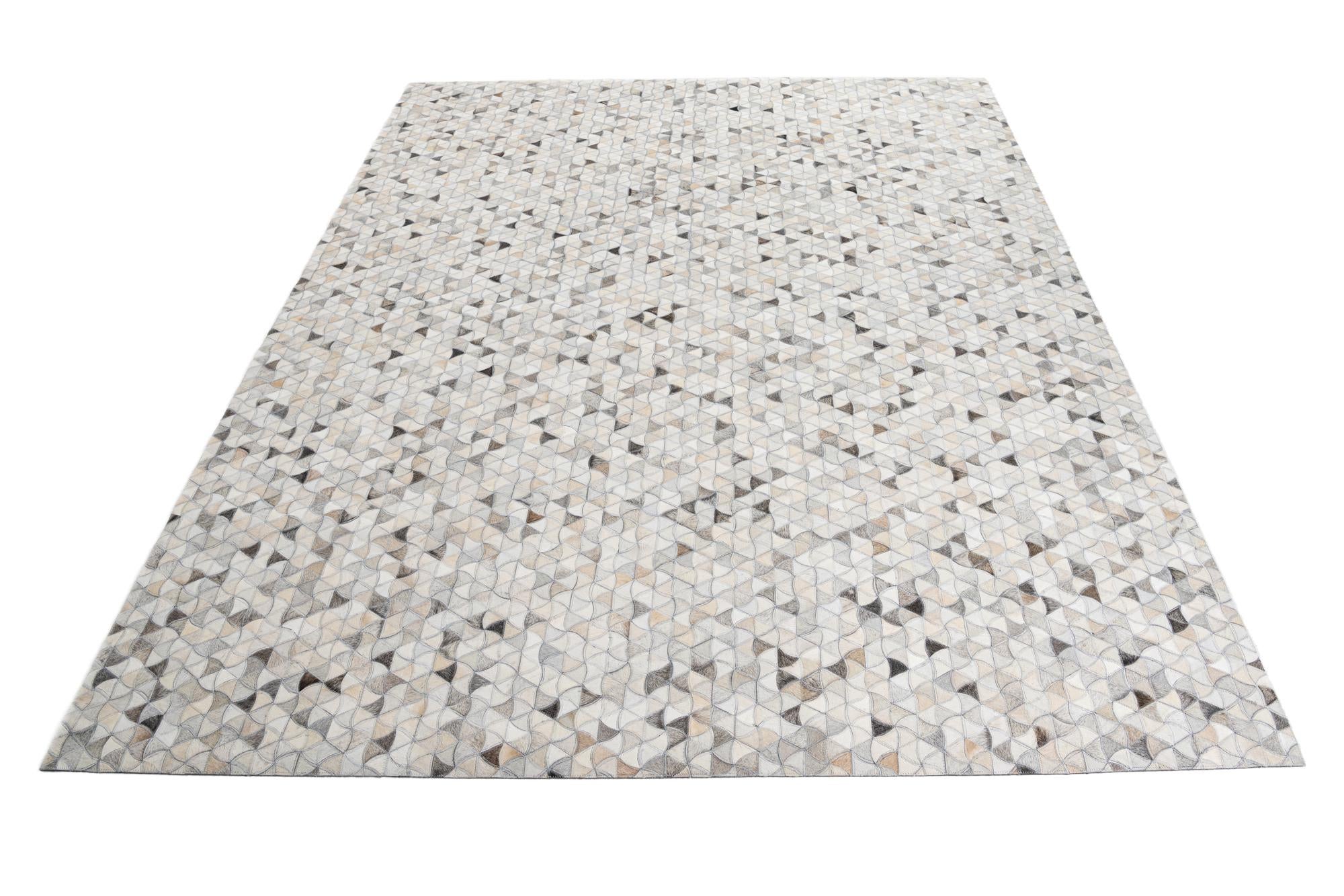 8' x 9' 10 Cowhide Leather Rug