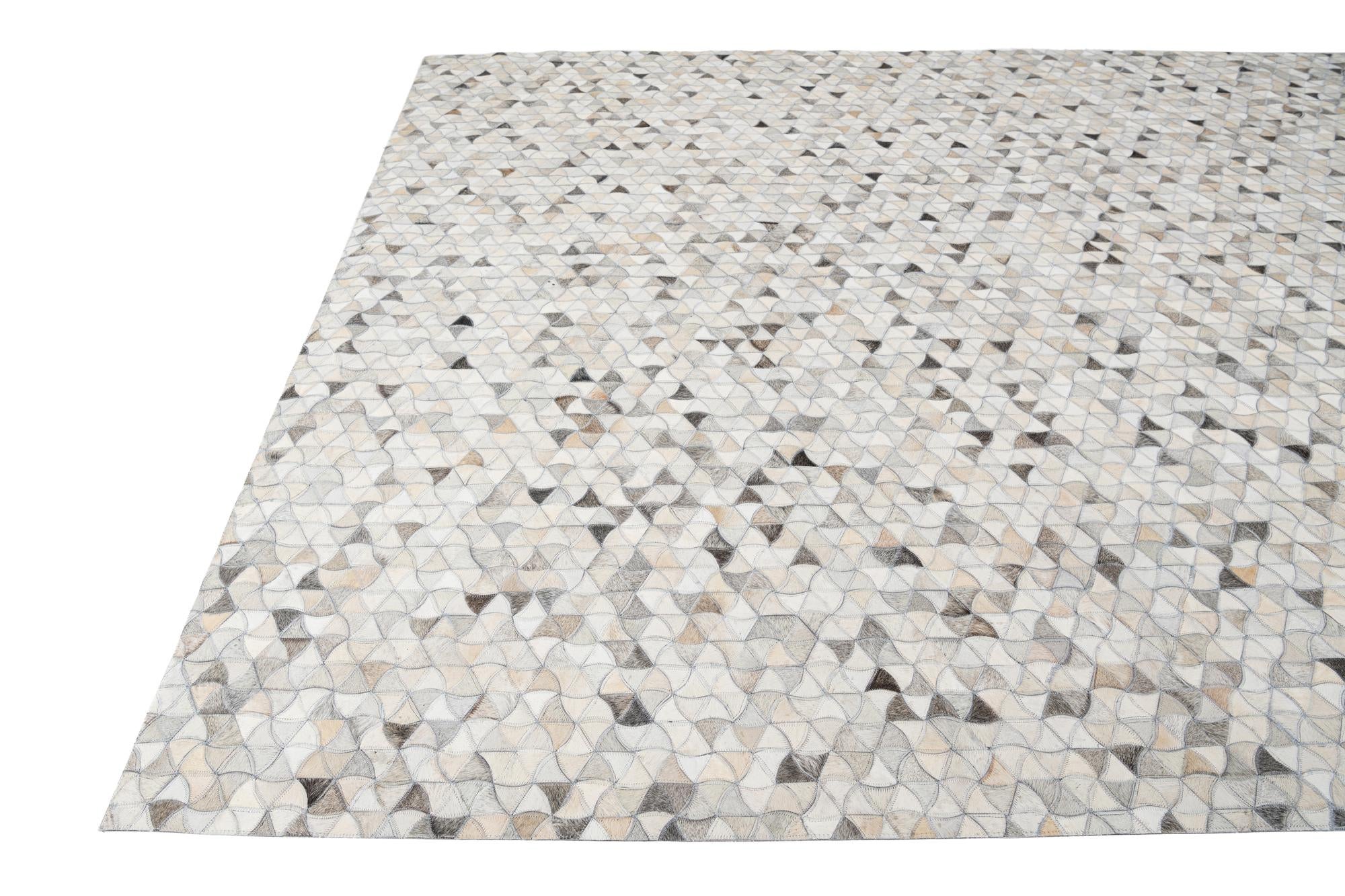 8' x 9' 10 Cowhide Leather Rug