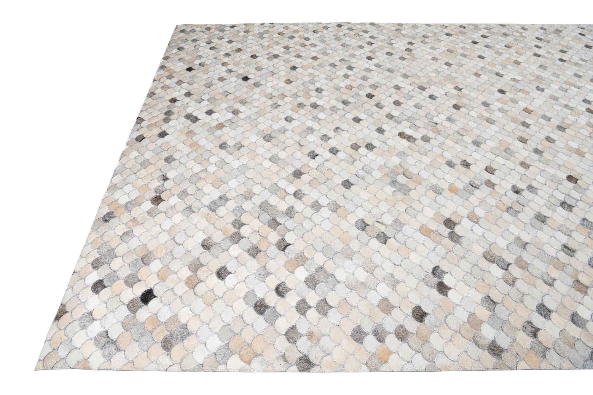 8' 1 x 10' 1 Cowhide Leather Rug