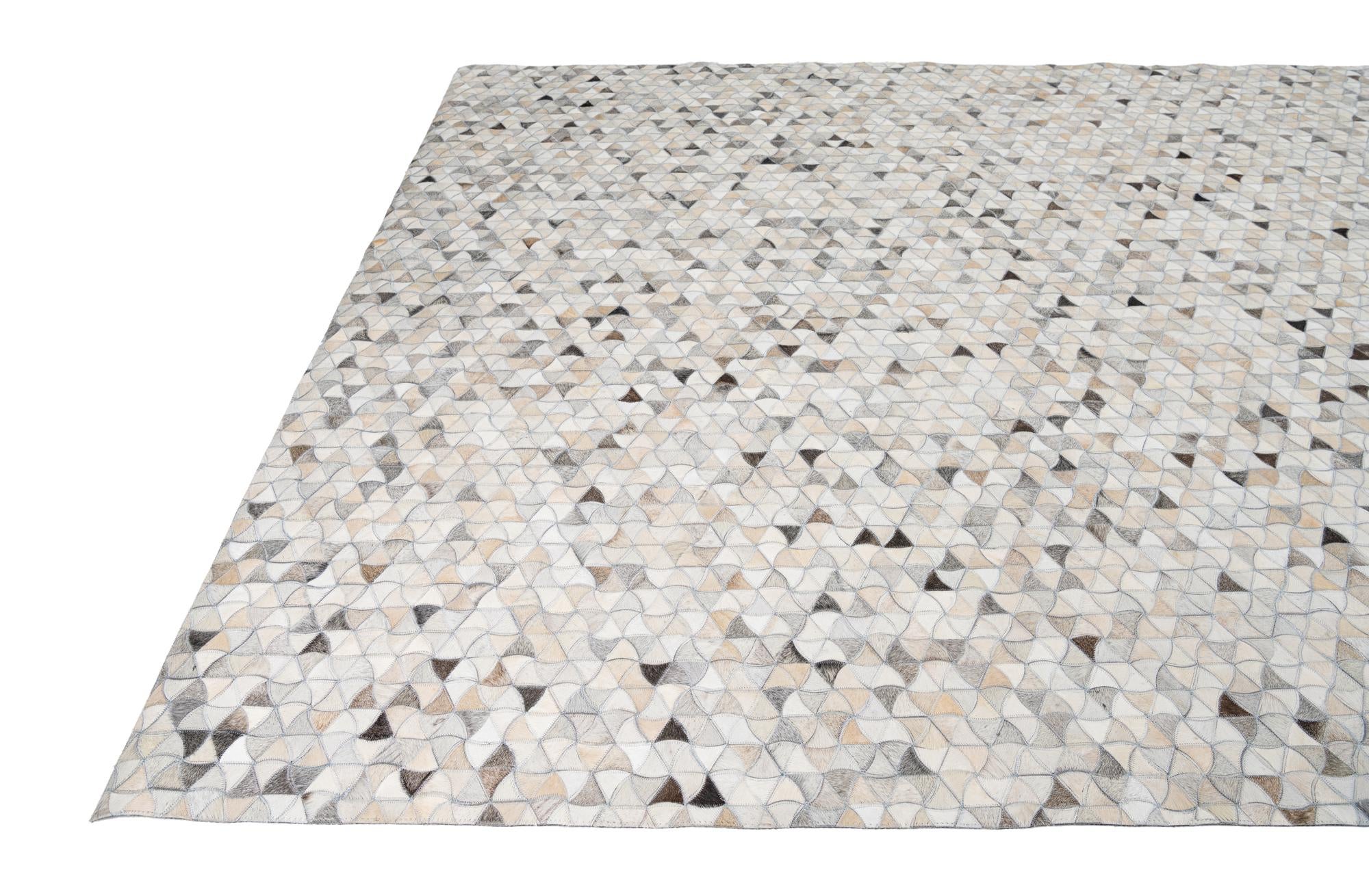 7' 10 x 9' 10 Cowhide Leather Rug