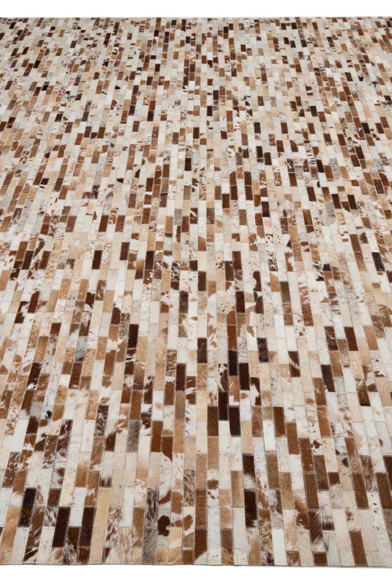 8' 1 x 10' Cowhide Leather Rug