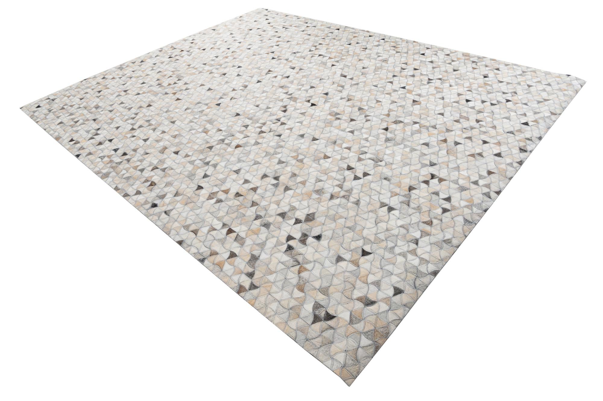 7' 10 x 9' 9 Cowhide Leather Rug