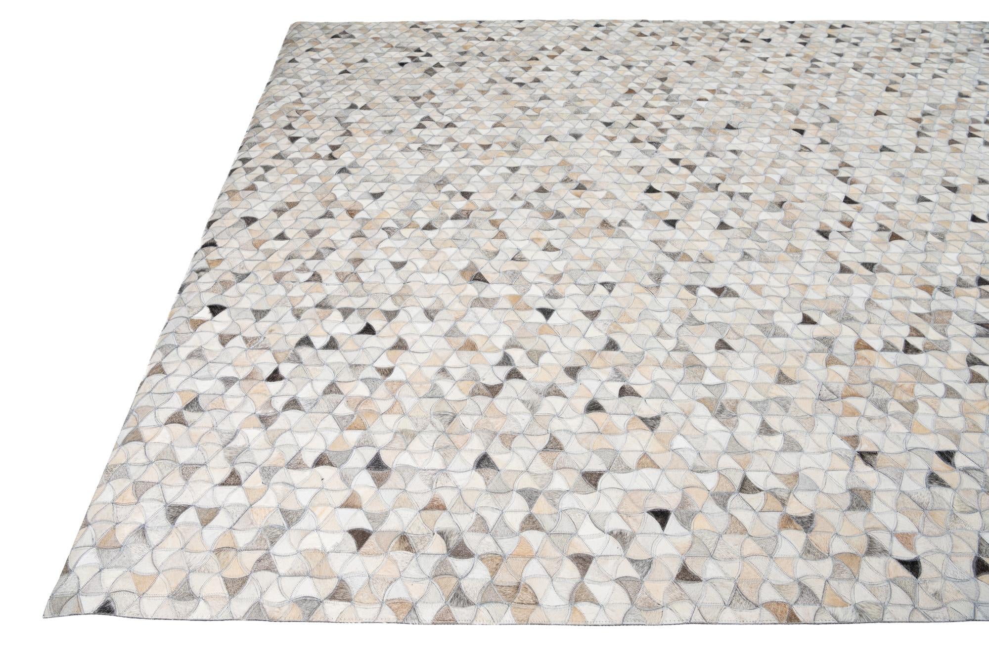 7' 10 x 9' 9 Cowhide Leather Rug