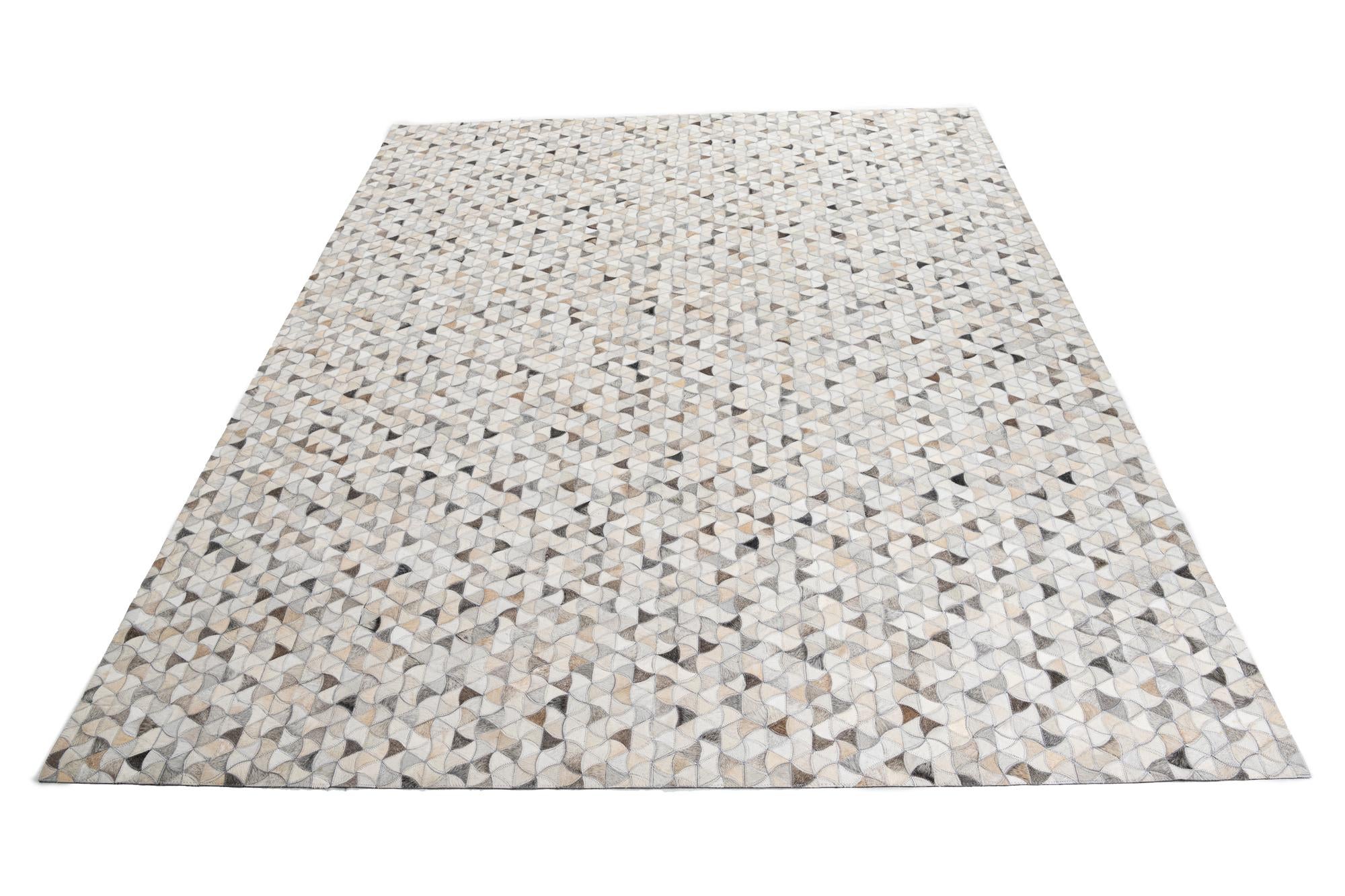 7' 10 x 9' 10 Cowhide Leather Rug
