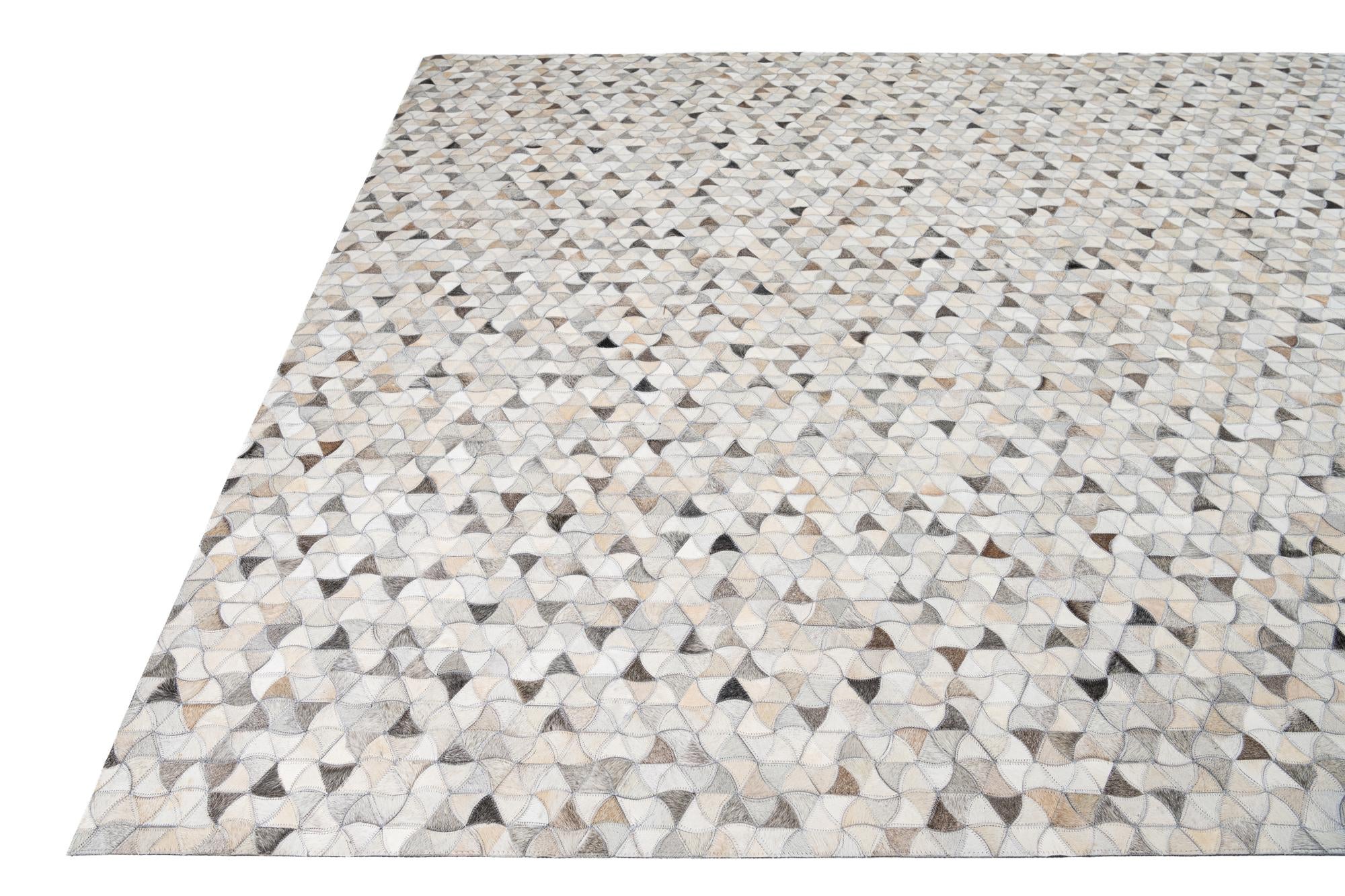 7' 10 x 9' 10 Cowhide Leather Rug