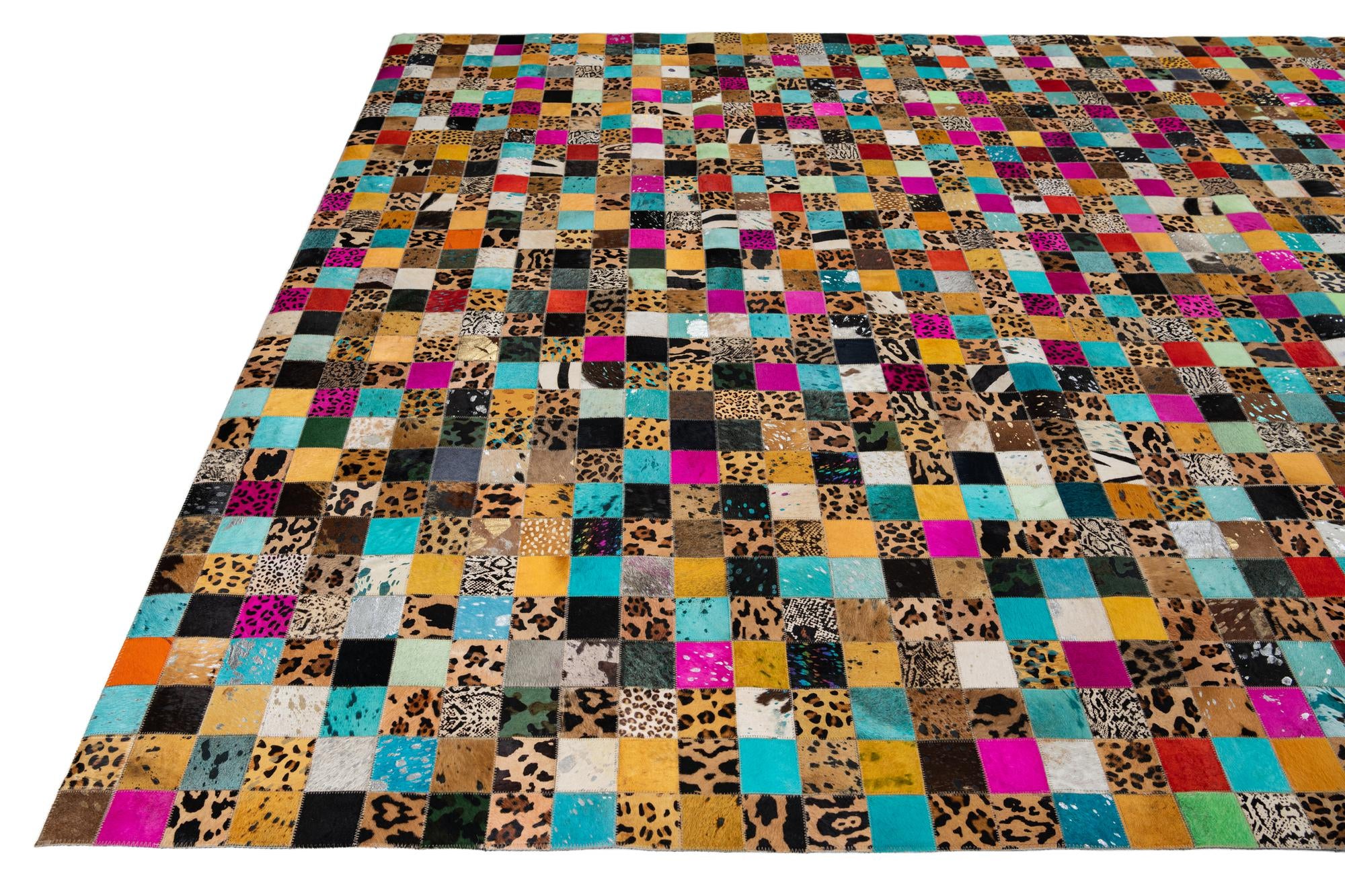 8' 1 x 10' Cowhide Leather Rug