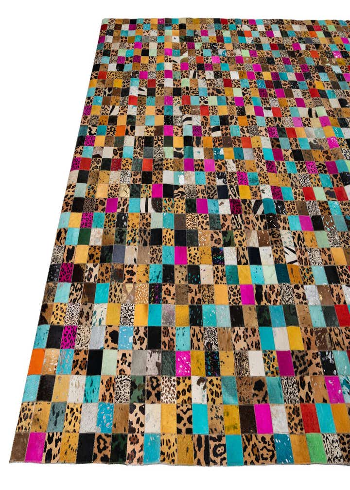 8' 1 x 10' Cowhide Leather Rug