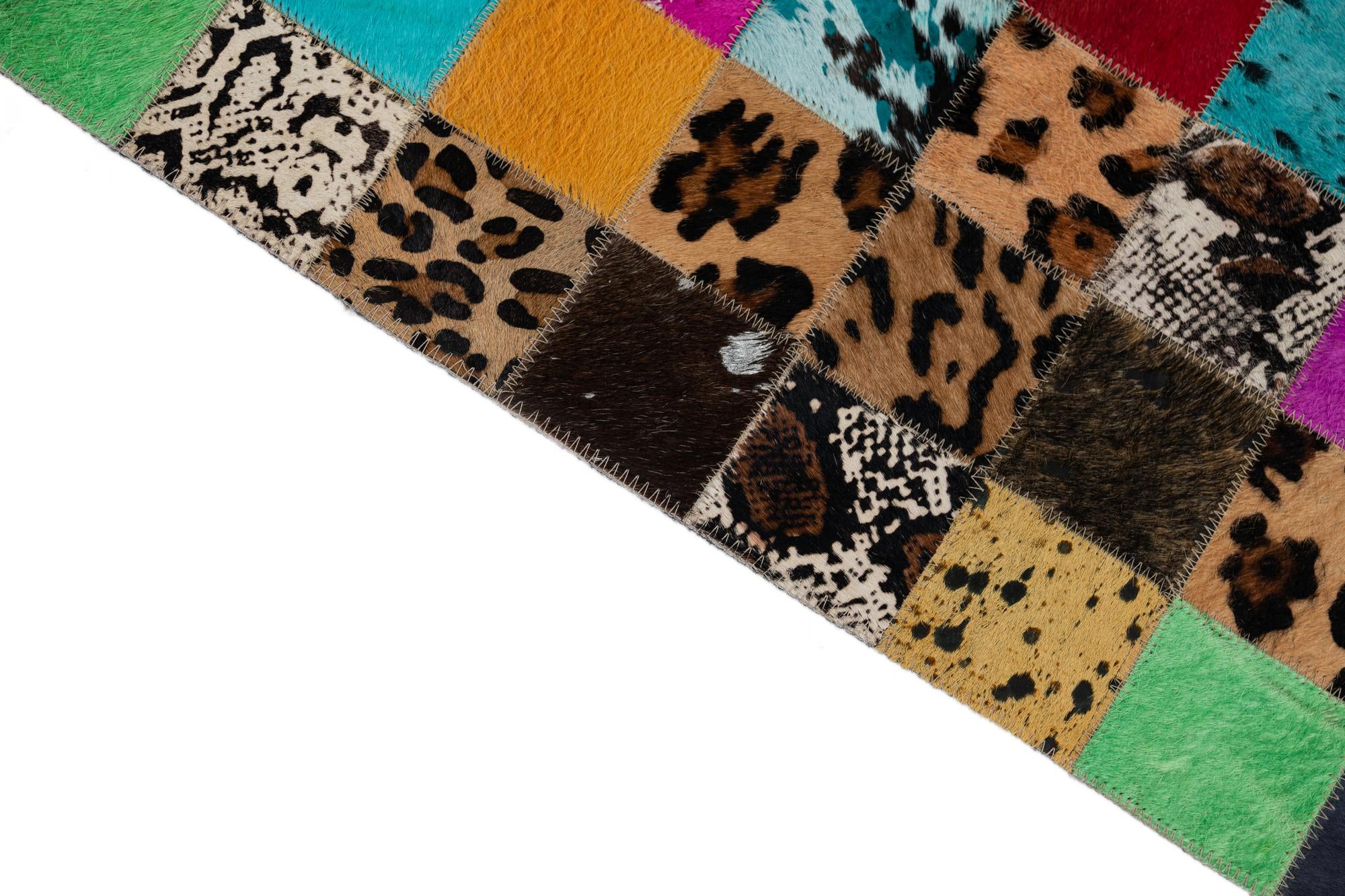 8' 1 x 10' Cowhide Leather Rug