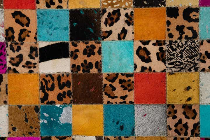 8' 1 x 10' Cowhide Leather Rug