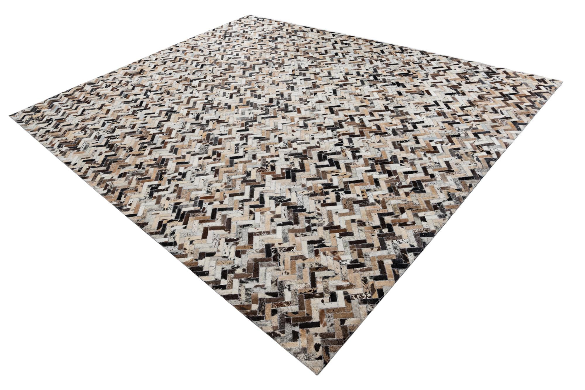 8' 1 x 9' 10 Cowhide Leather Rug