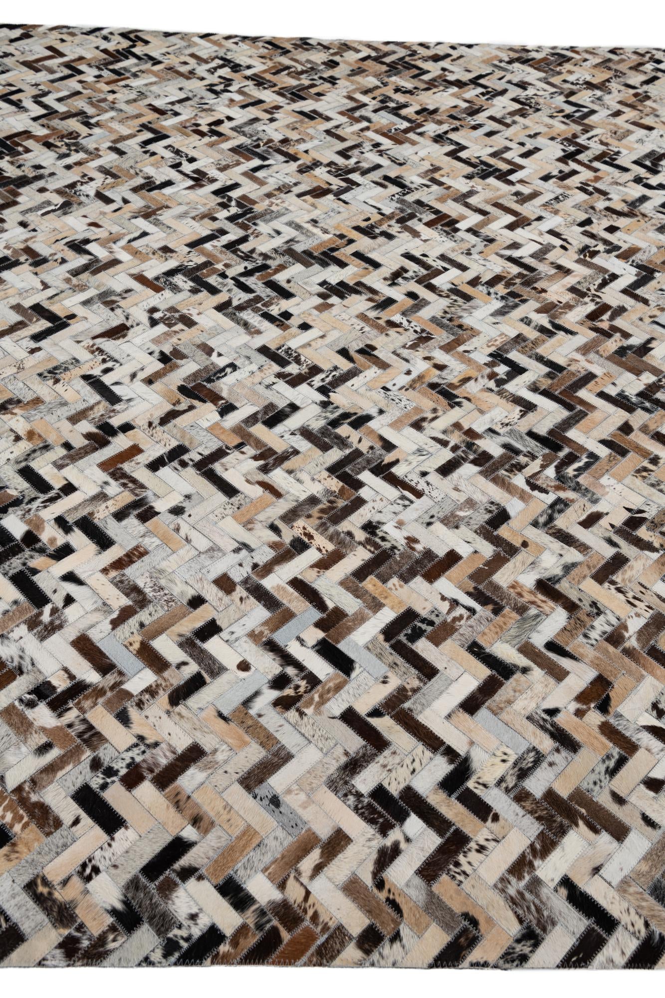 8' 1 x 9' 10 Cowhide Leather Rug