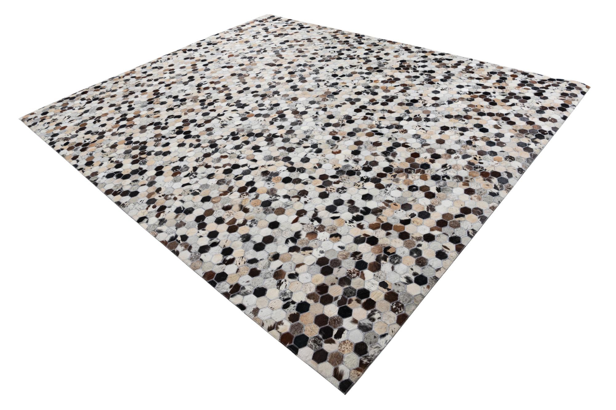 8' 1 x 9' 10 Cowhide Leather Rug