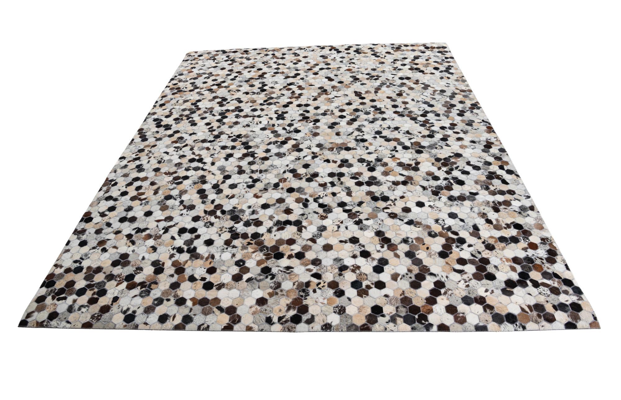 8' 1 x 9' 10 Cowhide Leather Rug