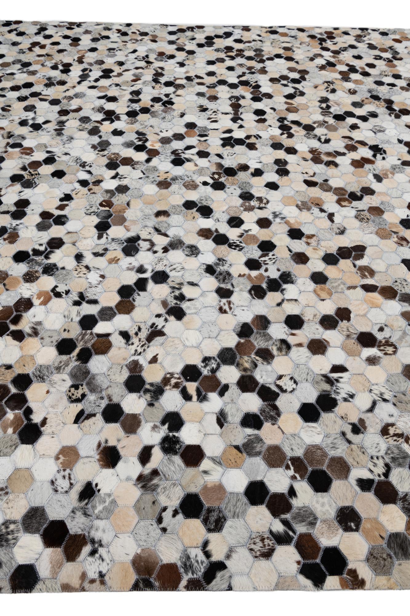 8' 1 x 9' 10 Cowhide Leather Rug