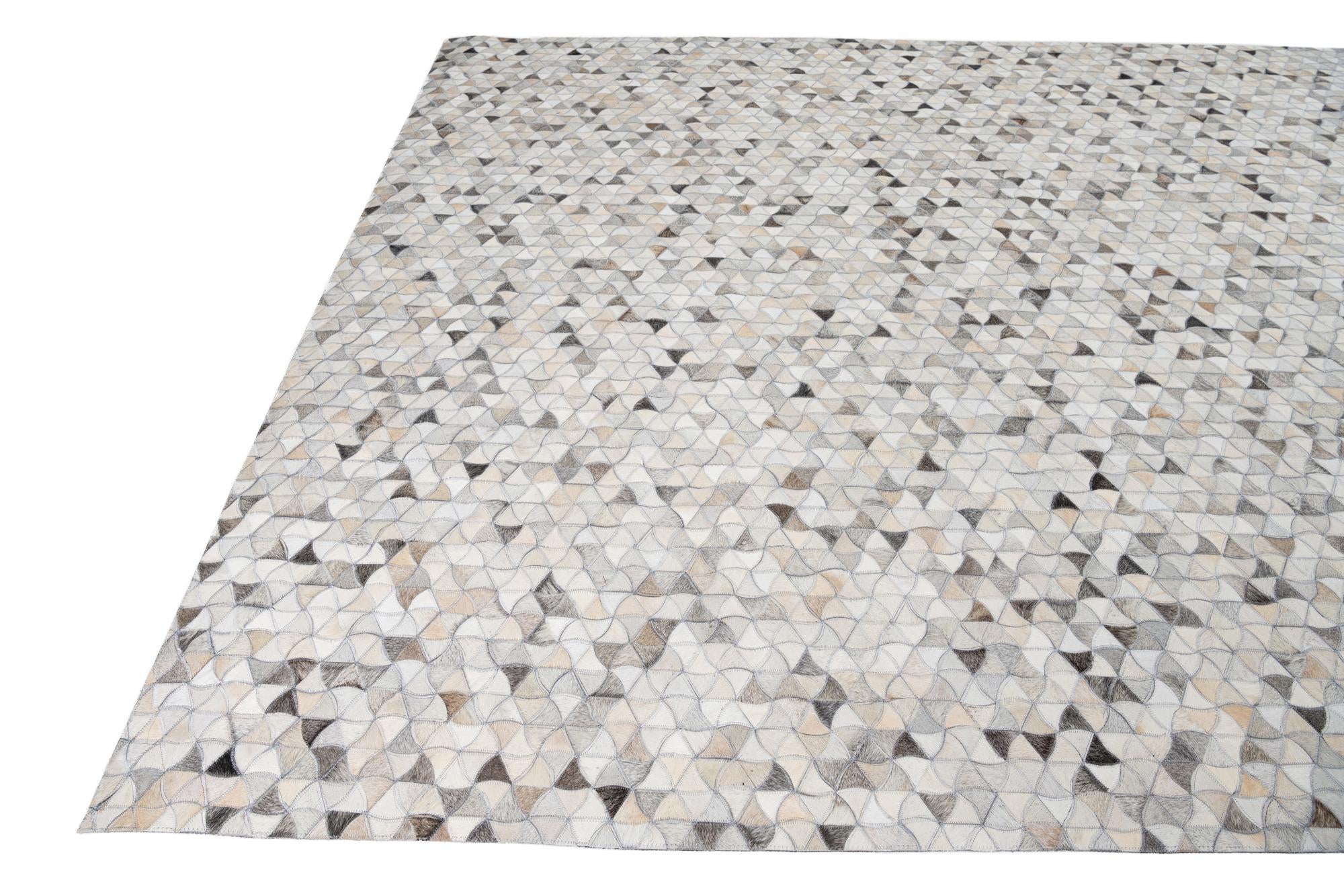 7' 10 x 9' 10 Cowhide Leather Rug