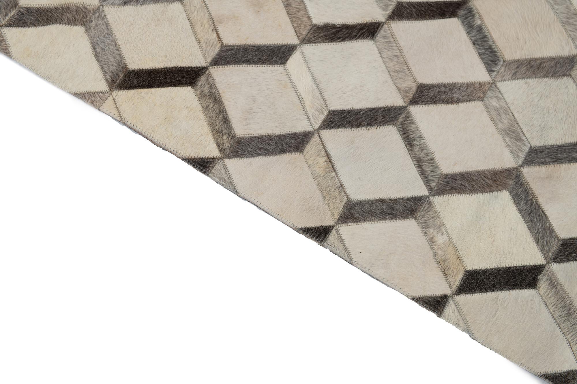 8' x 9' 10 Cowhide Leather Rug