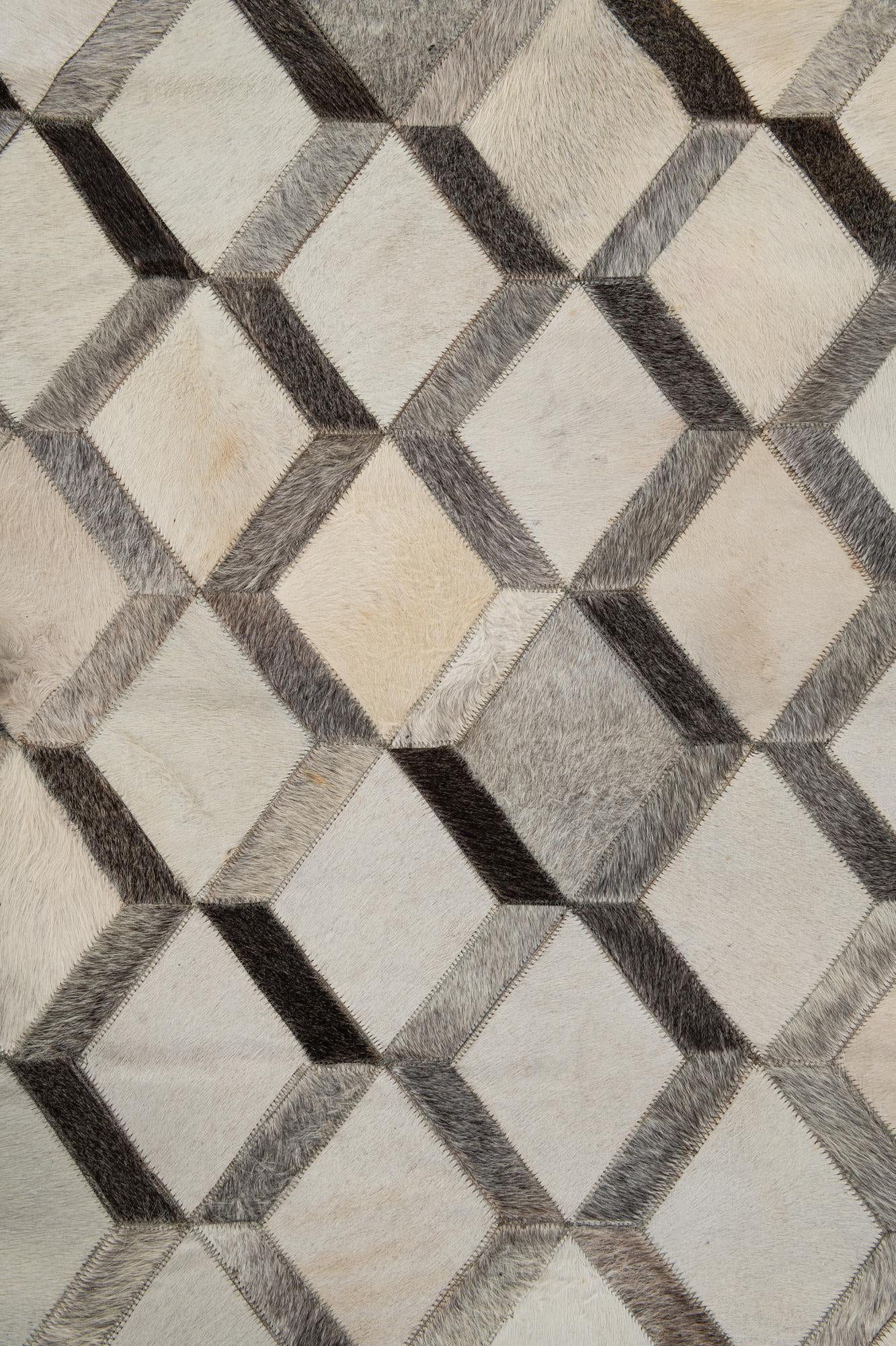 8' x 9' 10 Cowhide Leather Rug
