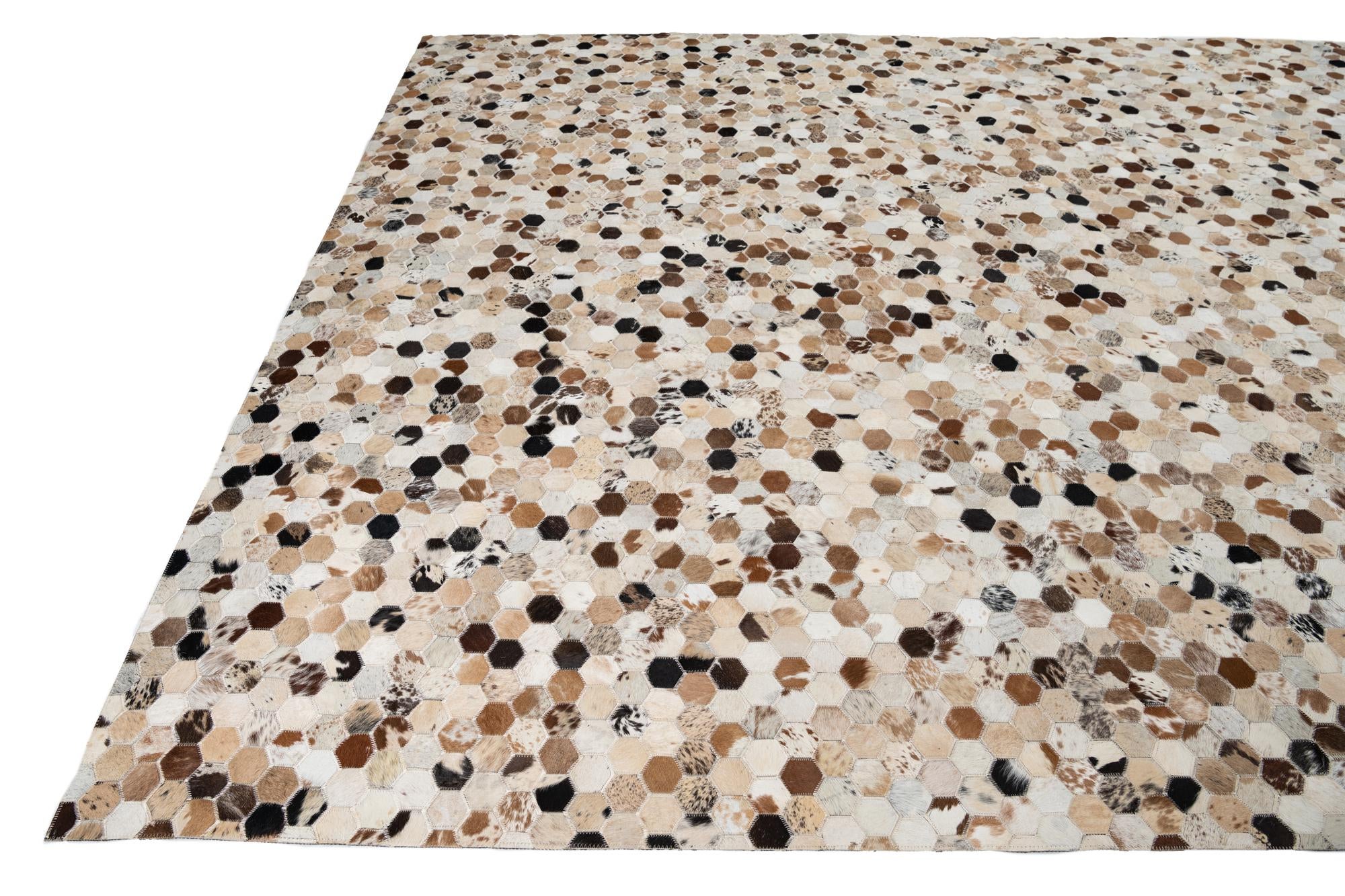 8' 1 x 10' Cowhide Leather Rug