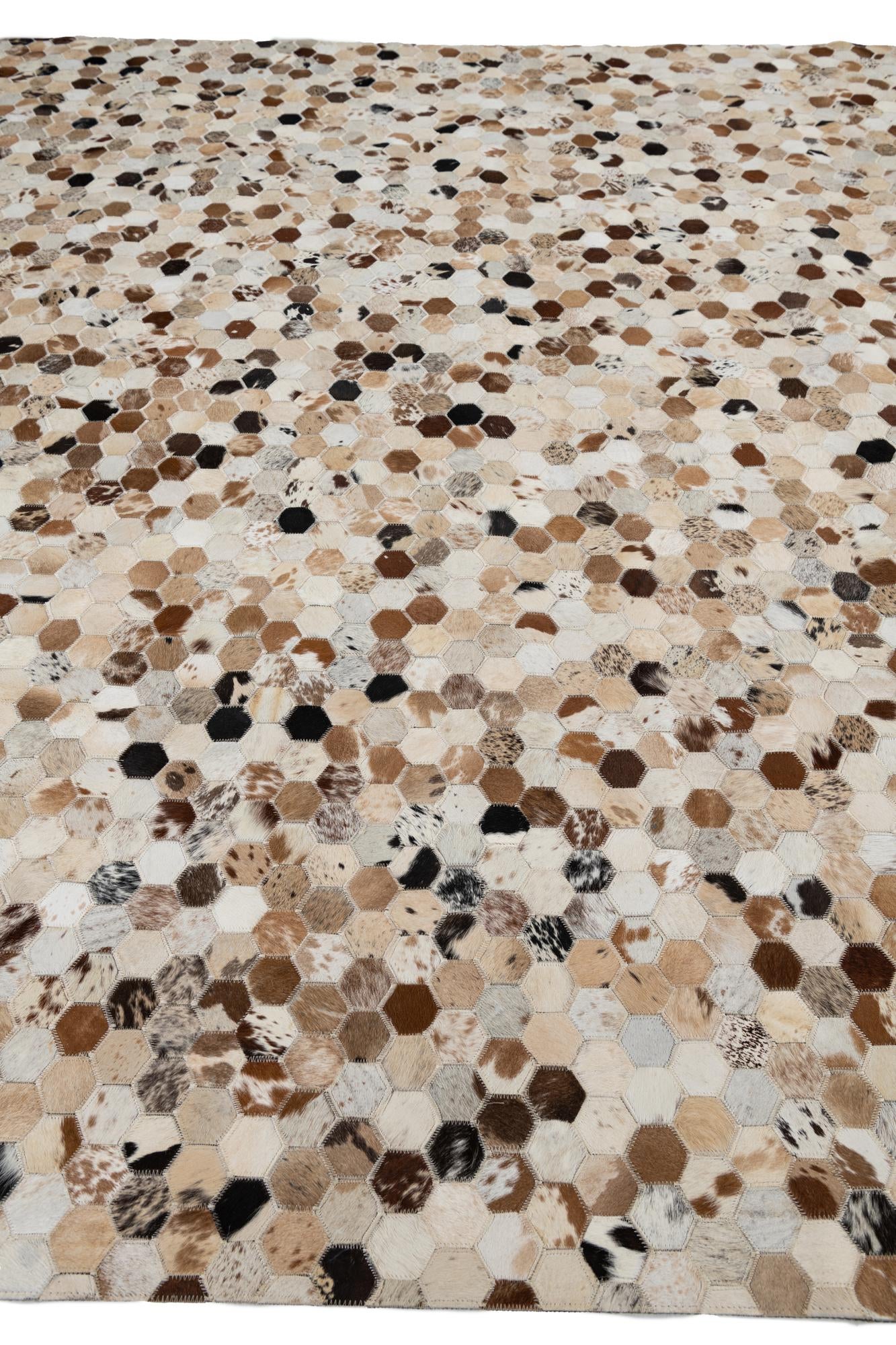 8' 1 x 10' Cowhide Leather Rug